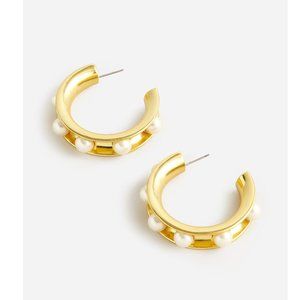✨ J. Crew Pearl Studded Statement Hoop Earrings